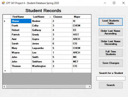 CPT 341 Visual Basic.NET Project 4 | Student Database