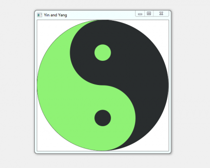 Write a Java FX program that draws the Chinese taijitu symbol representing yin and yang
